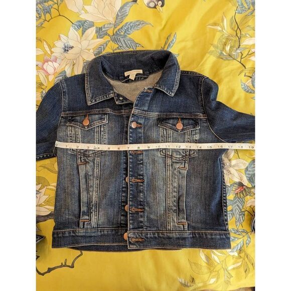 Eileen Fisher cropped denim jacket with bronze buttons sz xs New no tags - Picture 4 of 4